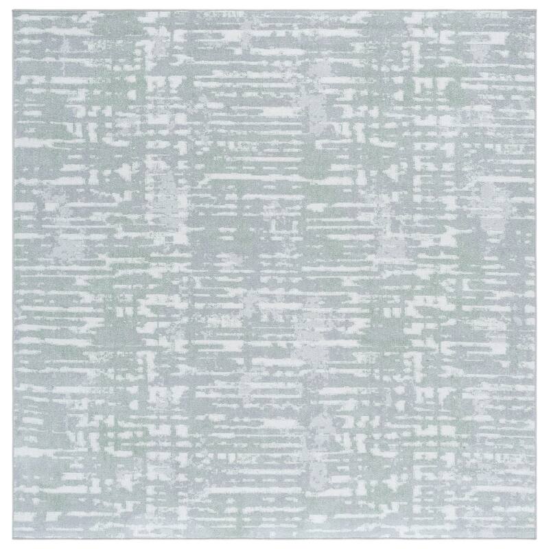 SAFAVIEH Bayside Machine Washable Neshka Modern Abstract Rug - 6'7" Square - Green/Grey