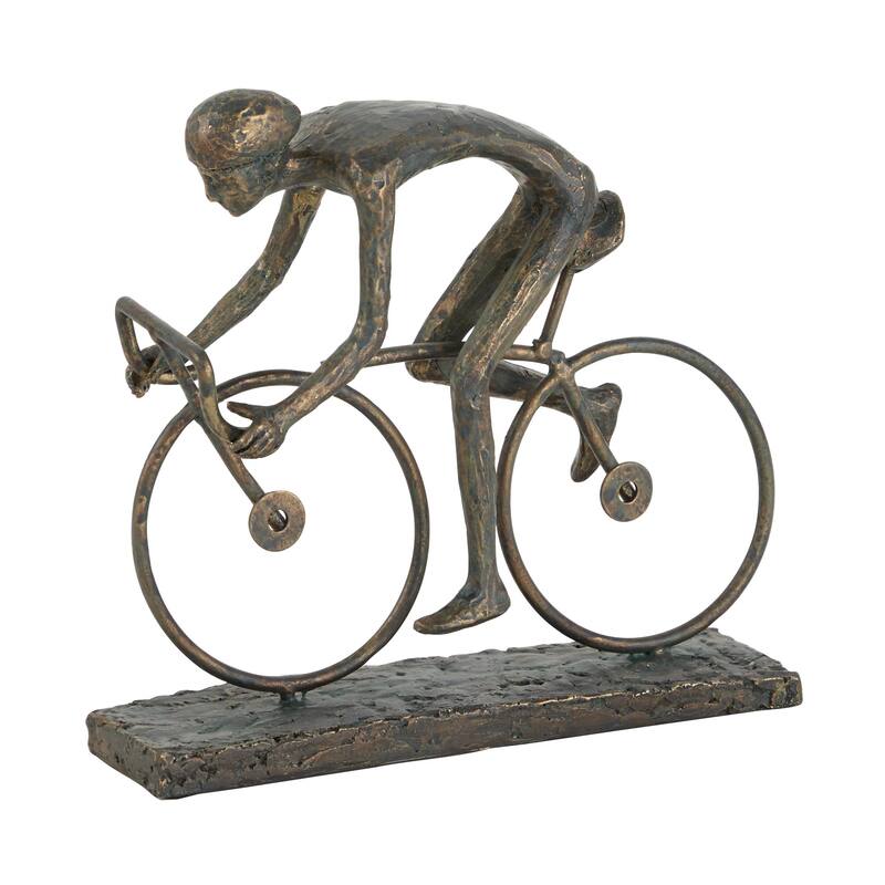 Bronze Polystone People Decorative Sculpture with Bike