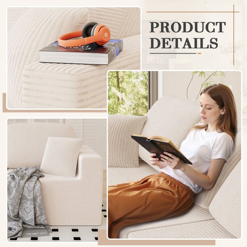 L Shaped Modular Sectional Couch, 126" Boneless Couches for Living Room, Modern Cloud Couch with Chaise Lounge