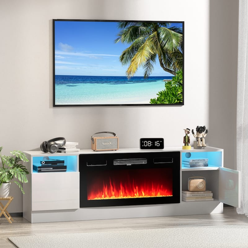 70" Fireplace TV Stand with Electronic Fireplace