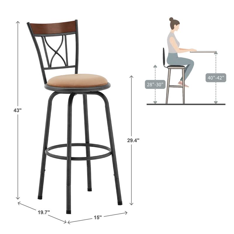 Verona Swivel Adjustable Sheen Black X-Back 3-Piece Stool Set by iNSPIRE Q Classic