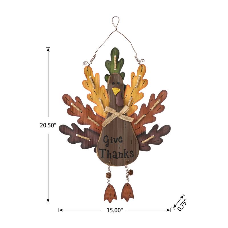 Glitzhome Thanksgiving Wooden Turkey Wall Hanging or Table Decor