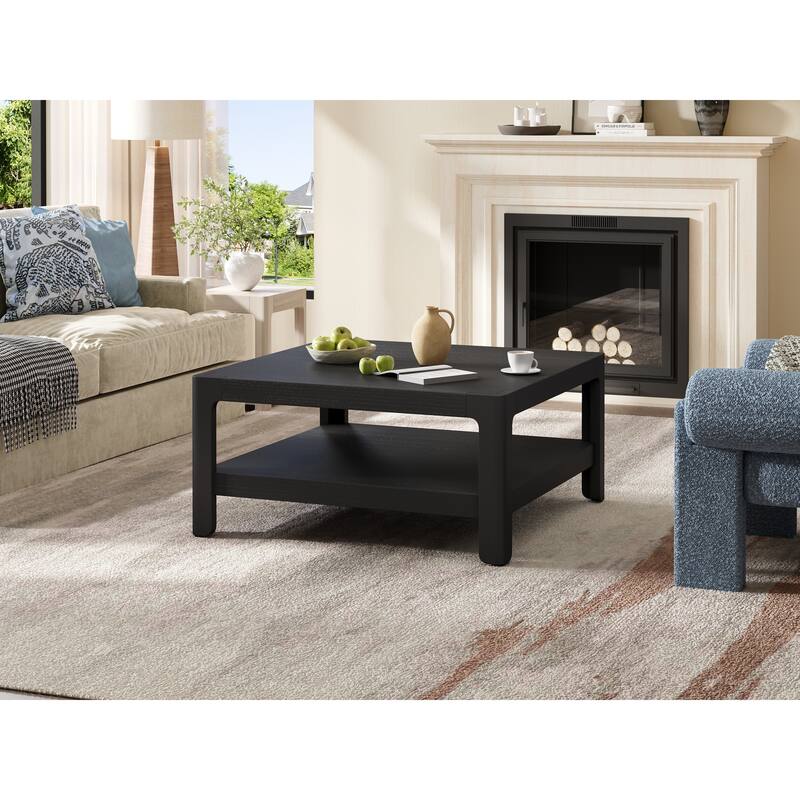 Modern Farmhouse Coffee Table with Soft Rounded Profile, Perfect for Living Room & Lounge