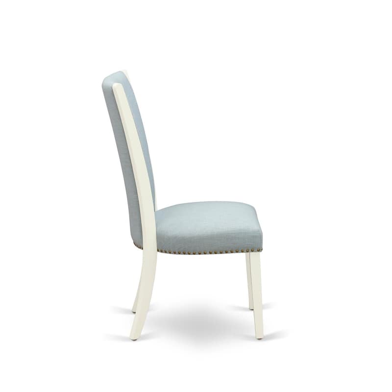 Parson Dining Chairs Set of 2 - Linen Fabric Padded Chairs, Nailhead Trim, Modern Design