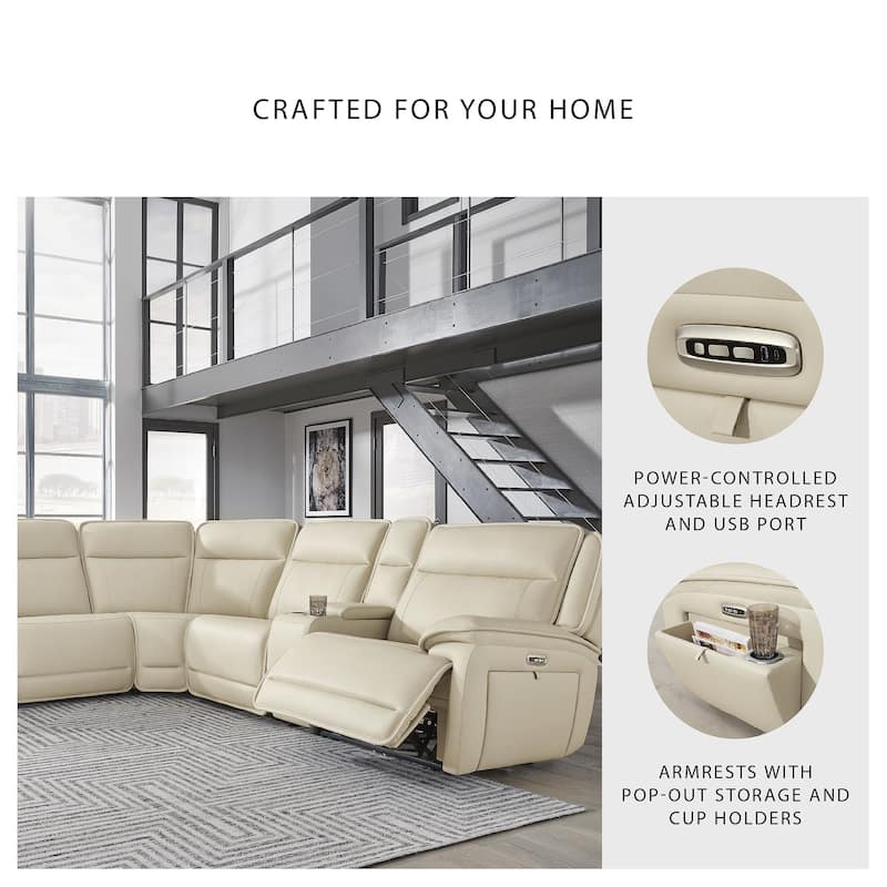 Signature Design by Ashley Double Deal Beige 7-Piece Reclining Sectional with 2 Consoles - 136.75"W x 136.25"D x 42.5"H