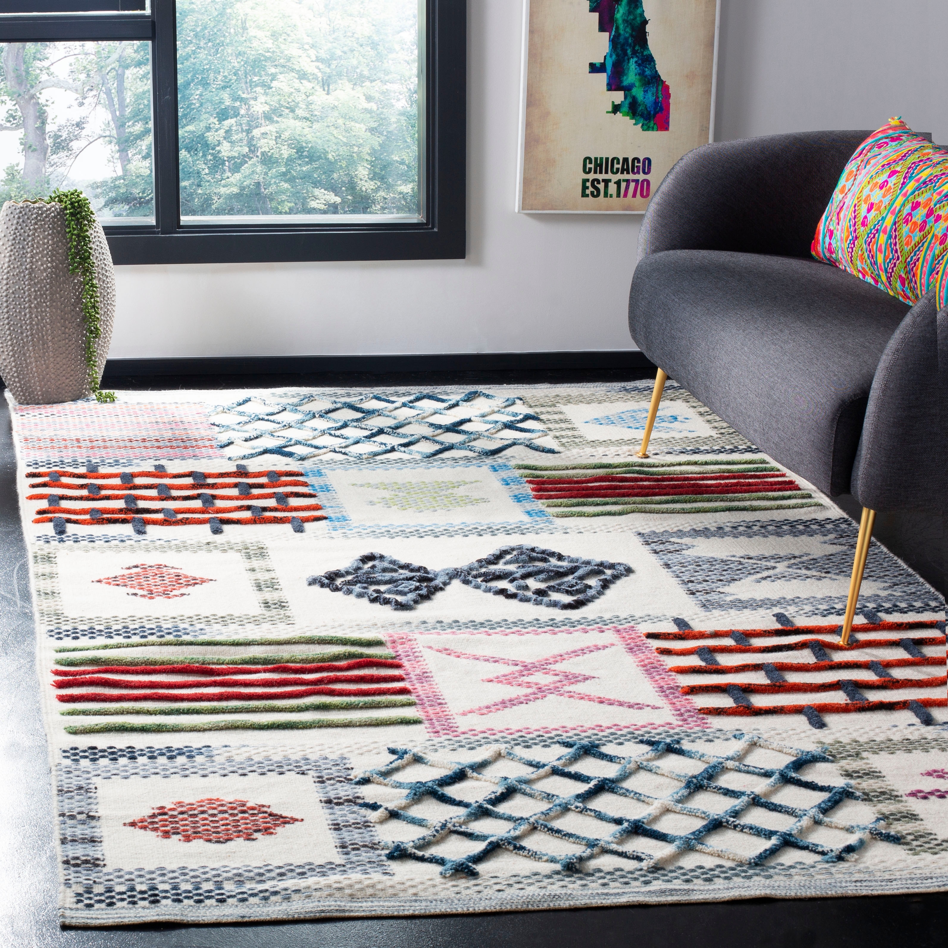 SAFAVIEH Hand-knotted Kenya Rosely Southwestern Tribal Wool Rug