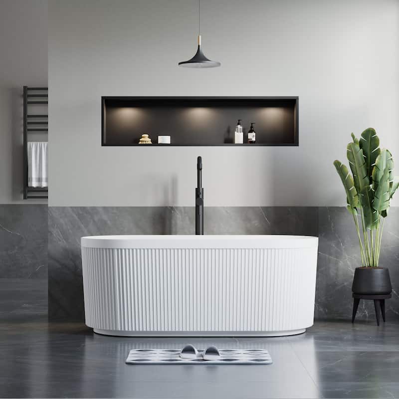 Repose 59" Fluted Acrylic Soaking Tub - Oval - 29D x 59W x 23H