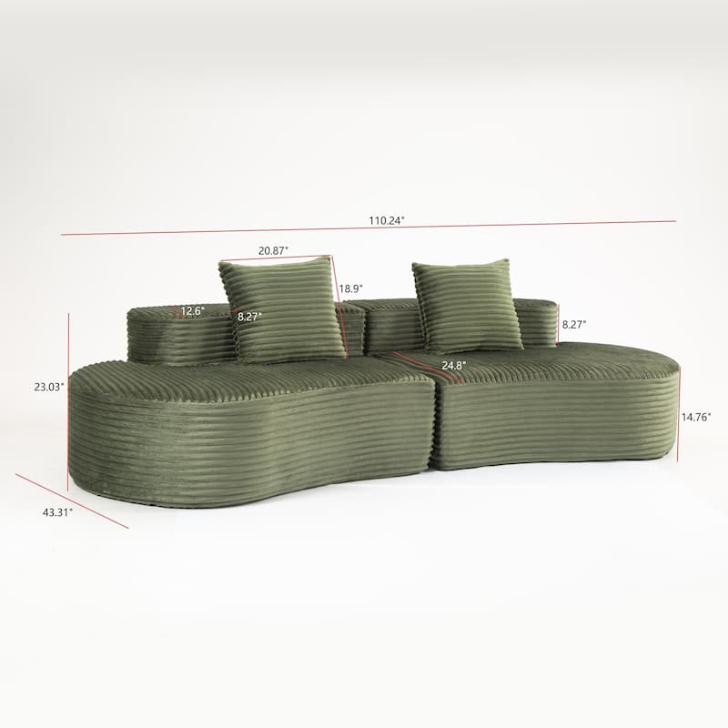 Moon Bay Lounge Couch Curved Sectional Sofa Corduroy Compressed Sofa