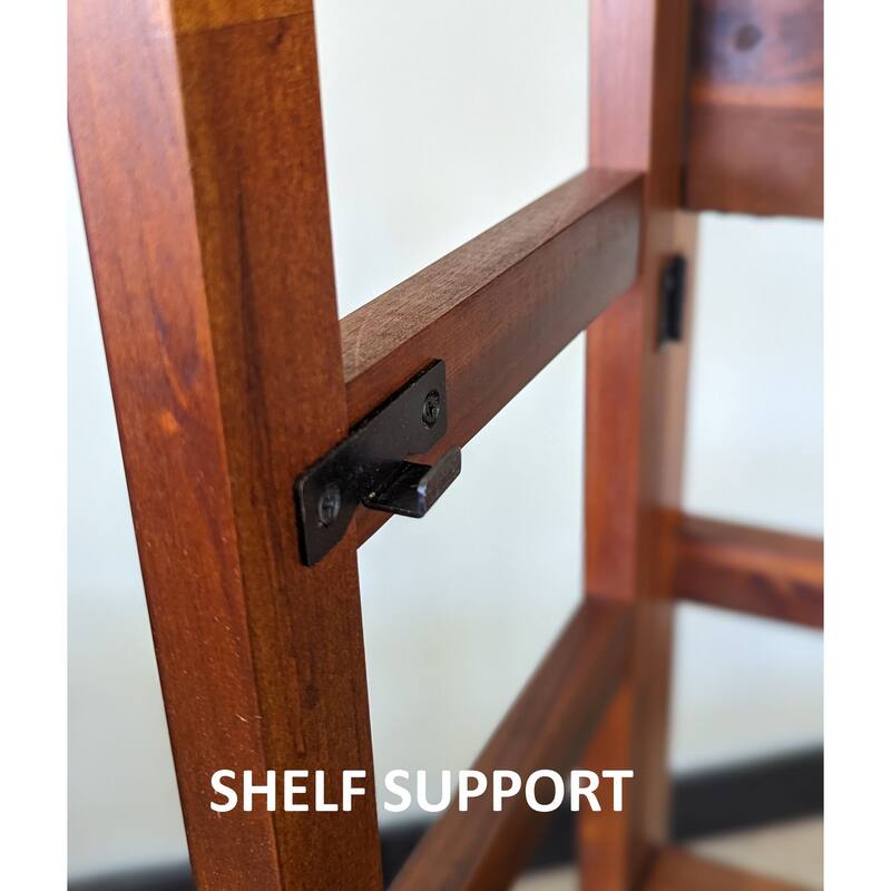 Solid Acacia 5 Tier Folding Bookcase