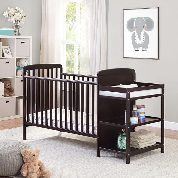 slide 2 of 4, Modern Espresso 3-in-1 Convertible Crib and Changer Combo Espresso