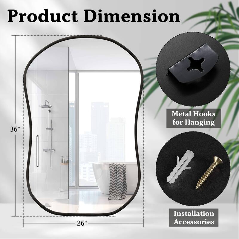 Gourd-Shaped Aluminum Alloy Framed Wall Mirror Asymmetrical Irregular Wall Mirror