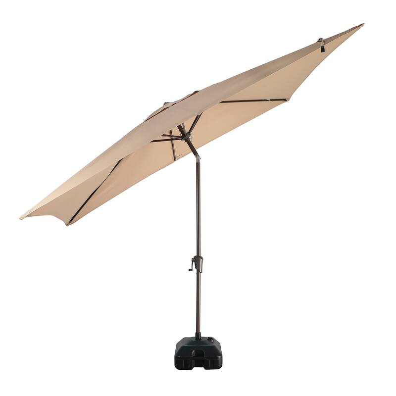 10’ x 6.5’ Tilt and Crank Rectangular Patio Umbrella with Base Stand