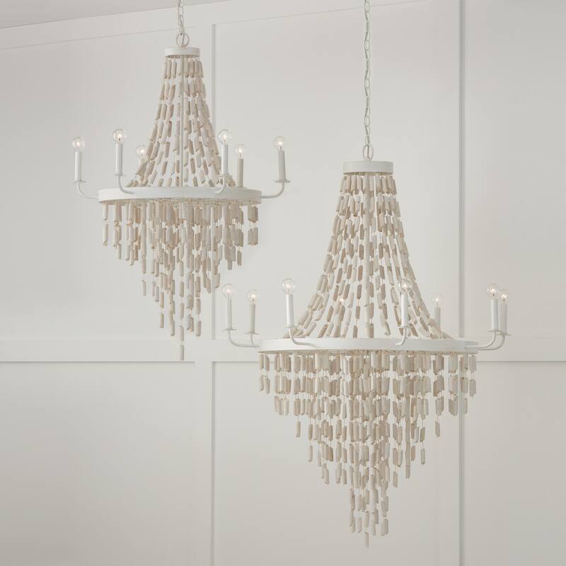 Carissa 6-light Organic White Hanging Chandelier