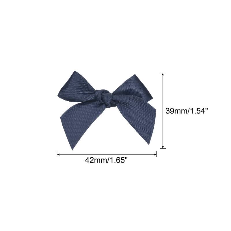 100Pcs Mini Ribbon Bow Mini Fabric Satin Ribbon Flower Bows - Navy Blue