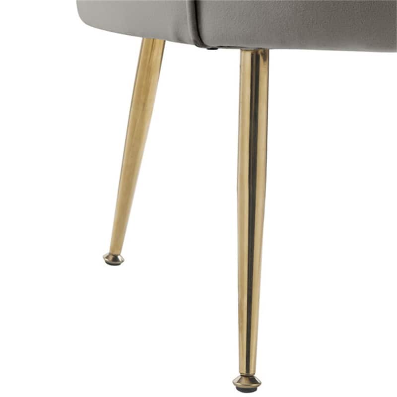 Velvet Scalloped Back Barrel Accent Chair with Metal Legs