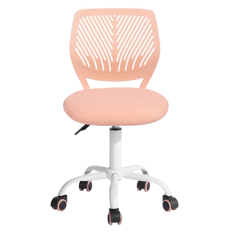 HomyLin Armless Swivel Kids Desk Chair with Mesh Padded Seating - Rose