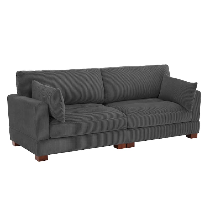 Modern Corduroy Modular Couch Sectional Sofa With Pillows