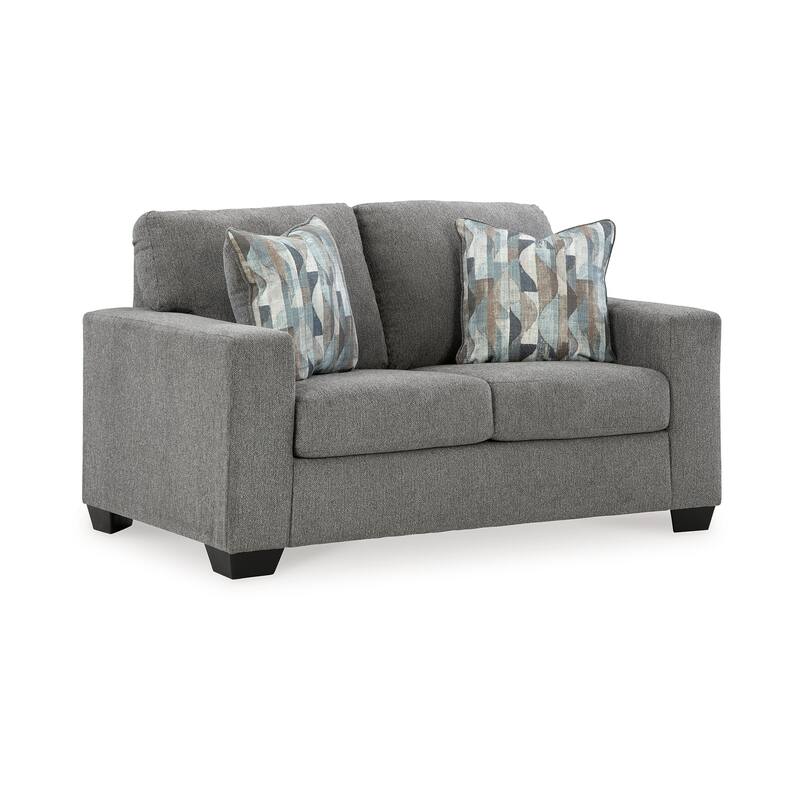 Gavin Loveseat, Graphite Gray Polyester, 2 Accent Pillows, 62 Inch