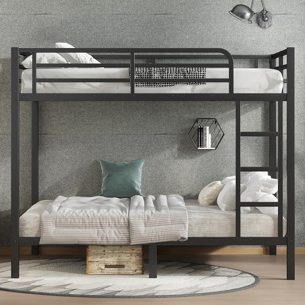 Noise Free Metal Full over Full Bunk Bed with Safety Guardrails