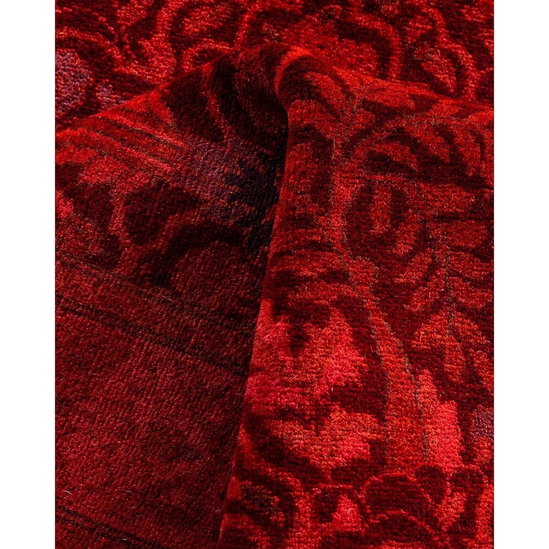 Contemporary Overdyed Wool Hand Knotted Runner - 2' 7" x 12' 5"