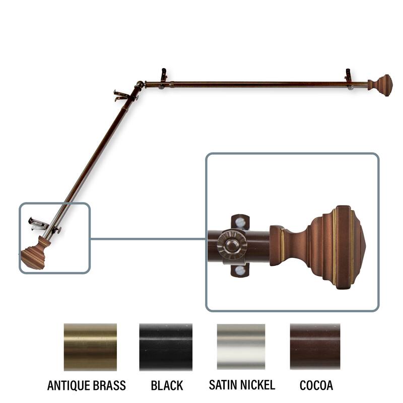 InStyleDesign Saturnino Corner Window Curtain Rod 13/16 inch dia. - 48 to 84 inches - Cocoa