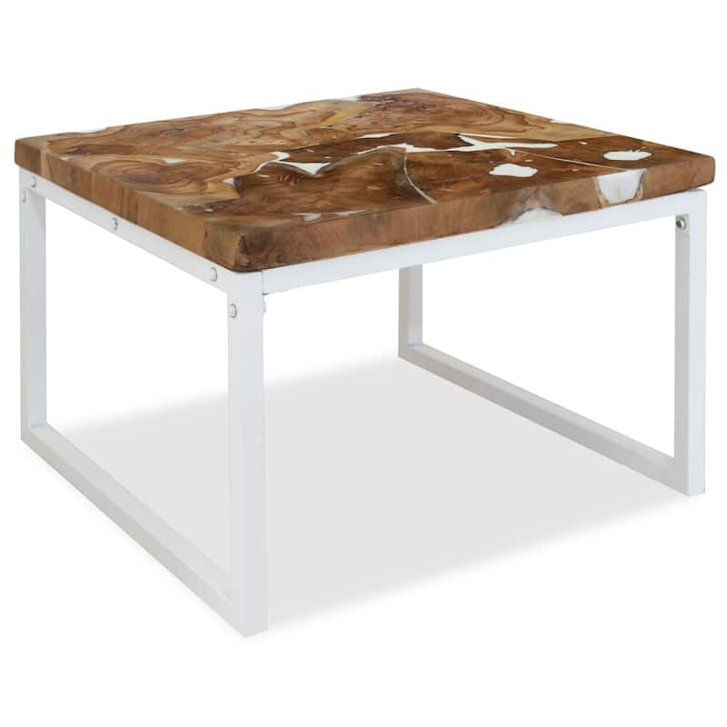 vidaXL Coffee Table End Table Side Table Living Room Furniture Teak Resin - 23.6" x 23.6" x 15.7" (L x W x H)