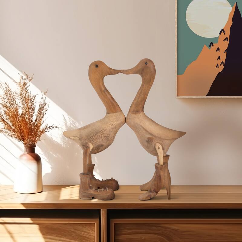 Bamboo, 18" Love Ducks, Natural, Abstract, 18"H, Solid Color - 15" x 5" x 18" - 15" x 5" x 18" - Brown