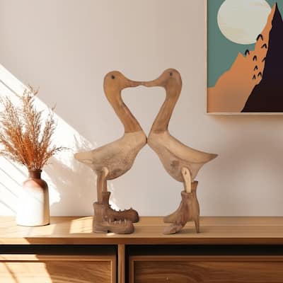 Bamboo, 18" Love Ducks, Natural, Abstract, 18"H, Solid Color - 15" x 5" x 18"