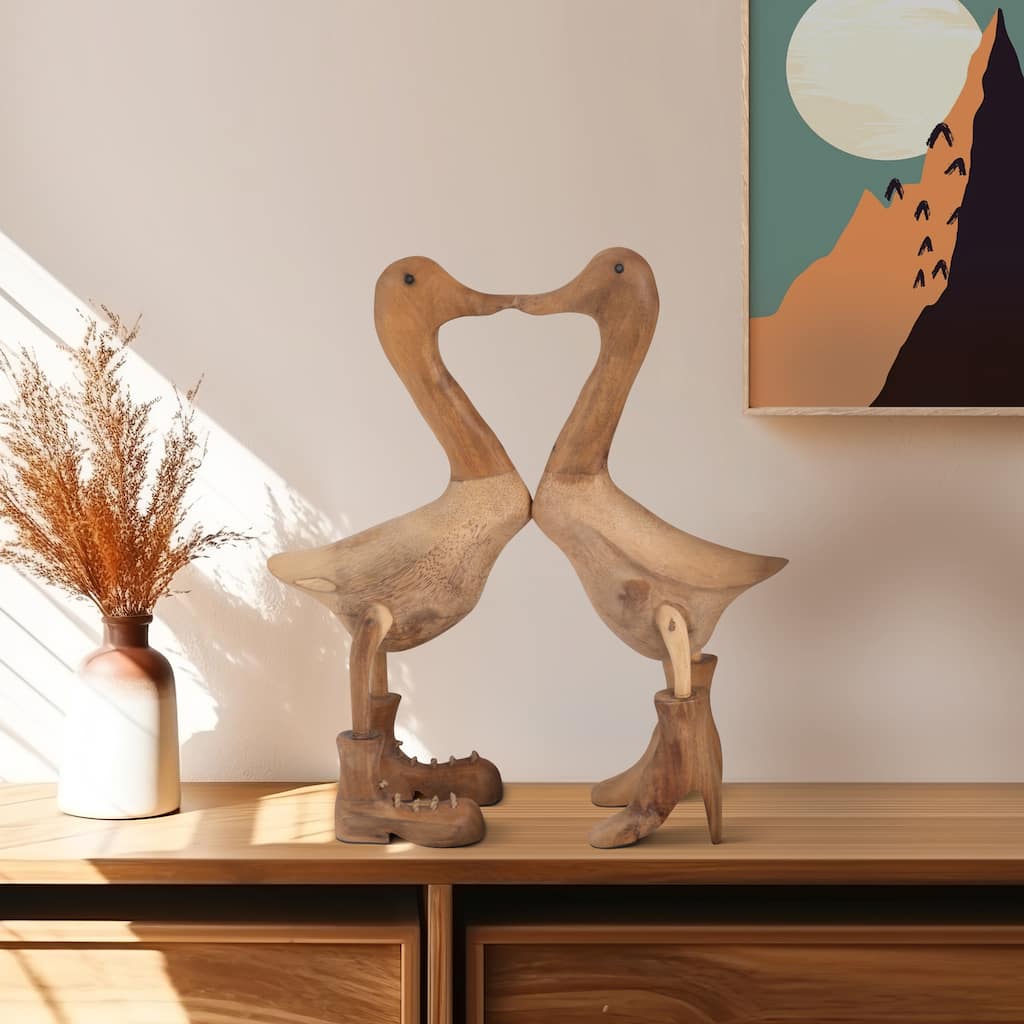 Bamboo, 18" Love Ducks, Natural, Abstract, 18"H, Solid Color - 15" x 5" x 18"