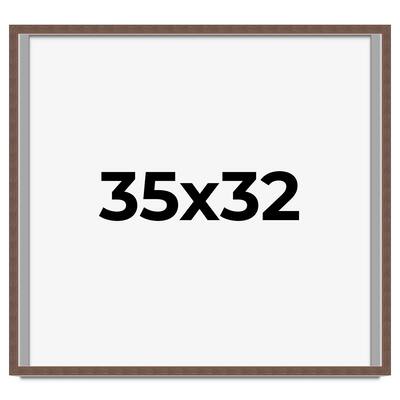35x32 Shadow Box Frame Brown | 1.125 inches Deep Real Wood Rustic