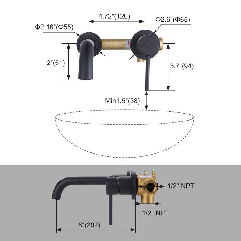 WOWOW Wall Mount Single Handle Bathroom Faucet