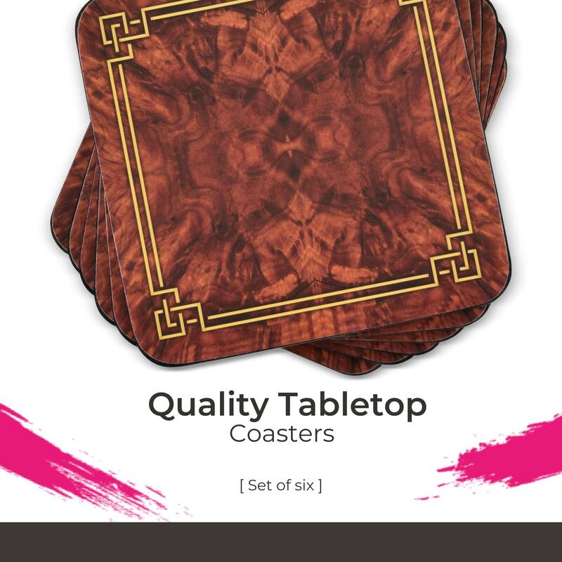 Pimpernel Set of 6 Walnut Burlap Coasters - 4 Inches Sq.