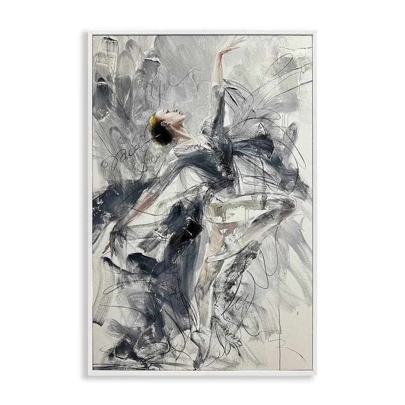 Stupell Elegant Pose Dancer Framed Giclee Art Design By Lucille Lee - 16 x 24 - White