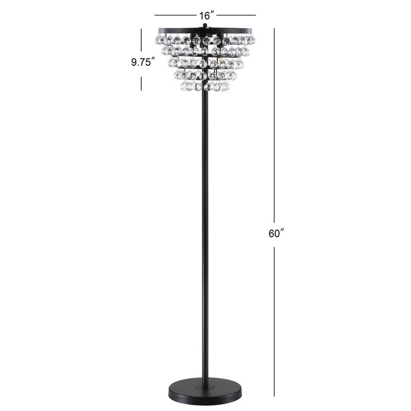 Wyatt 60" Crystal/Metal LED Floor Lamp, Bronze / Clear by JONATHAN Y - 60" H x 16" W x 16" D