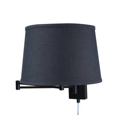 Dimmable Swing Arm Wall Light Bronze Brown Finish with Textured Slate Lampshade - For Bedside, Living Room, Reading Chair - N/A