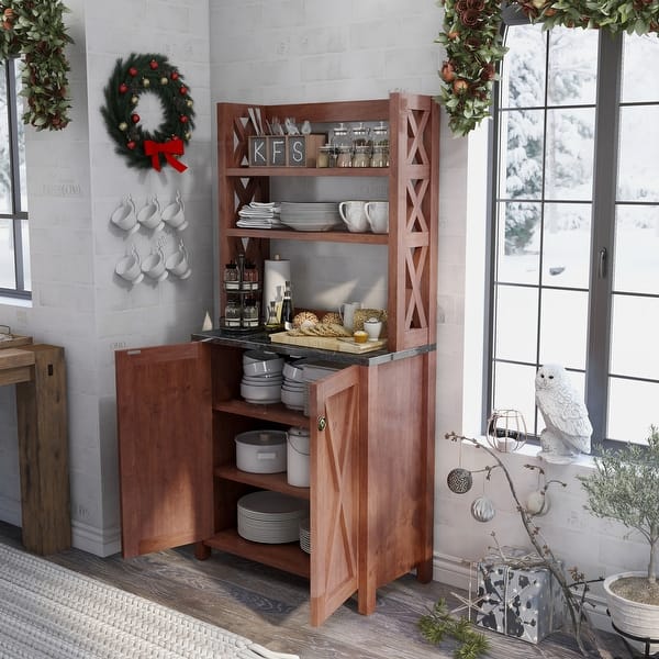 Furniture of America Yeer Rustic Walnut Hutch - On Sale ...