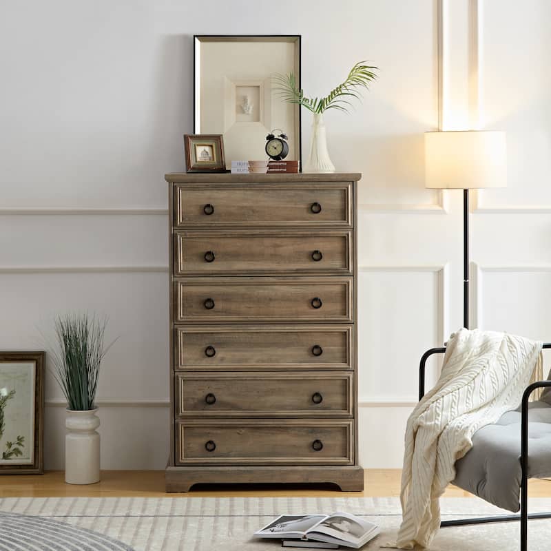 Roomfitters Modern 6 Drawer Dresser, Dressers for Bedroom, Tall Chest of Drawers Closet Organizers & Storage Clothes - Gray Wash