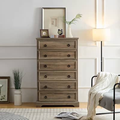 Tall 6 Drawer Dresser for Bedroom Storage, Closet Organizer, Modern Design