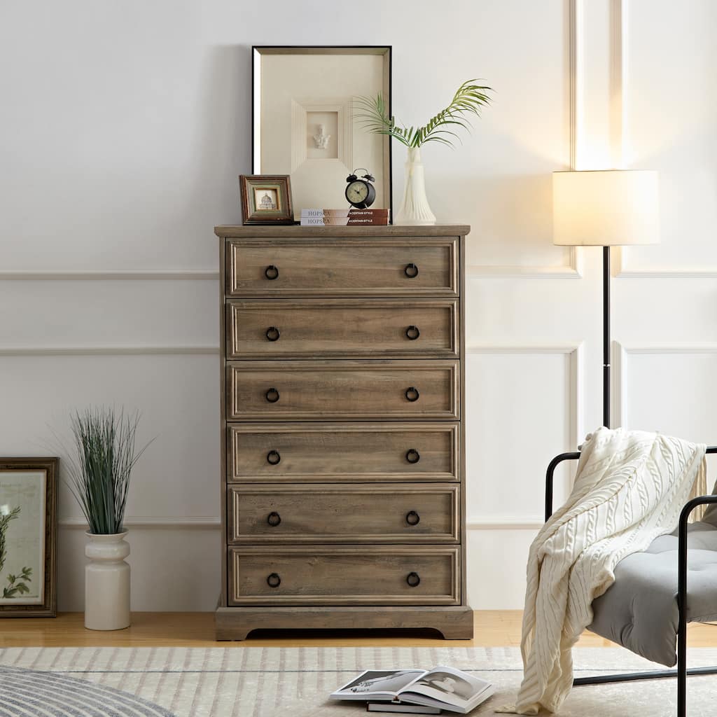 Tall 6 Drawer Dresser for Bedroom Storage, Closet Organizer, Modern Design
