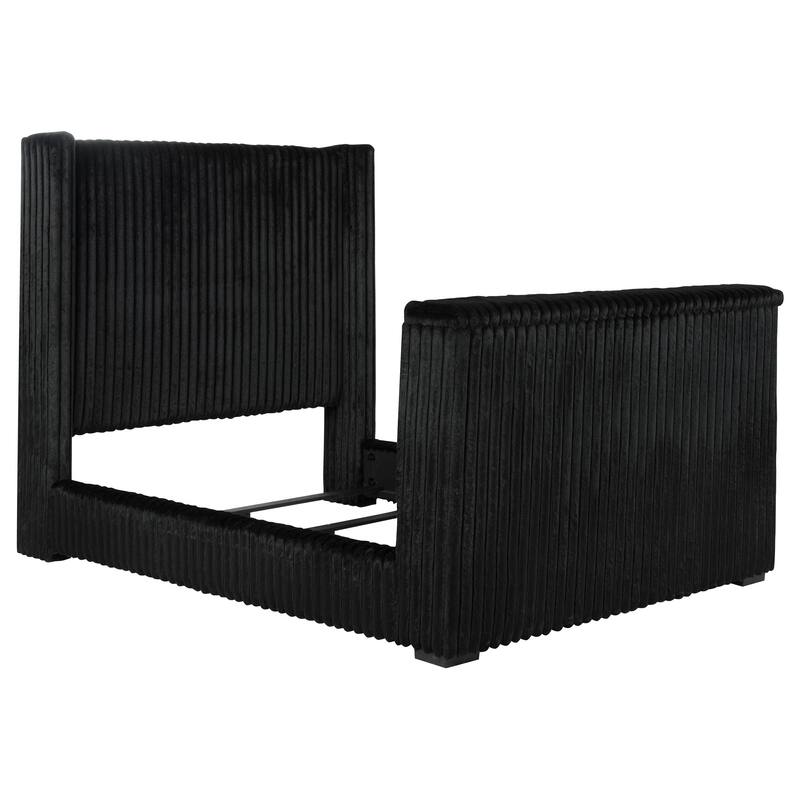 Centergrove Upholstered Wingback TV Bed Black - Queen
