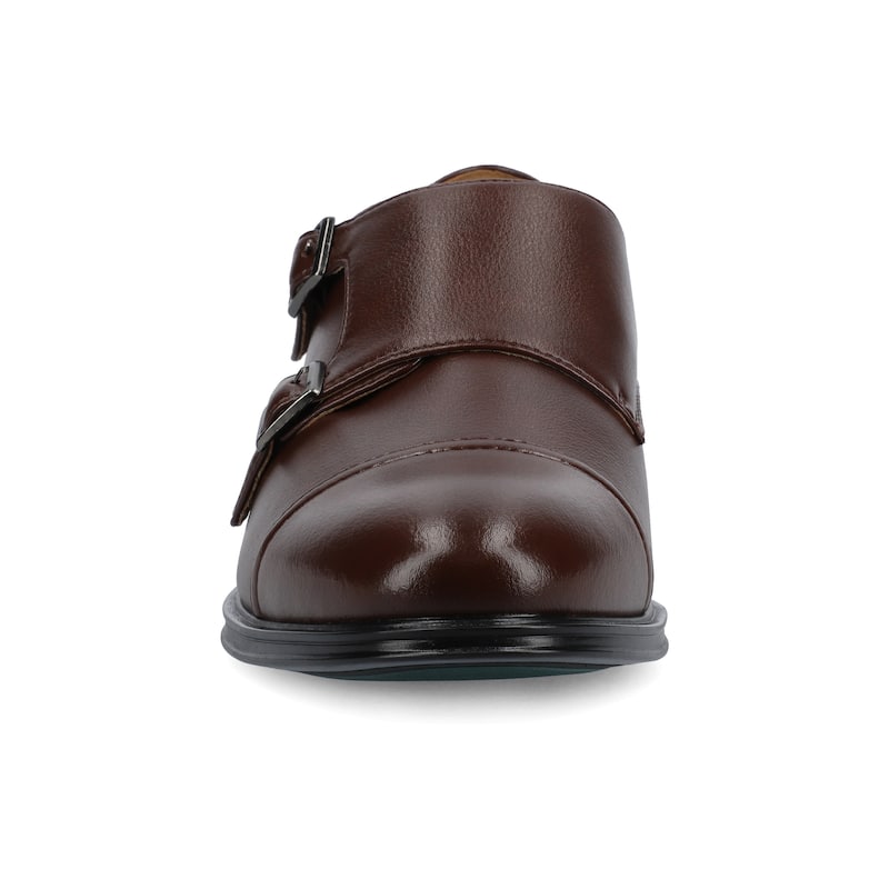Vance Mens Dillon Cap-toe Double Monk Strap Dress Shoe - Mahogany - 11.5