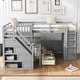 preview thumbnail 2 of 18, Versatility Galore Twin-Twin over Full L-Shaped Bunk Bed With 3 Drawers, Portable Desk and Wardrobe, Maximized space, Grey