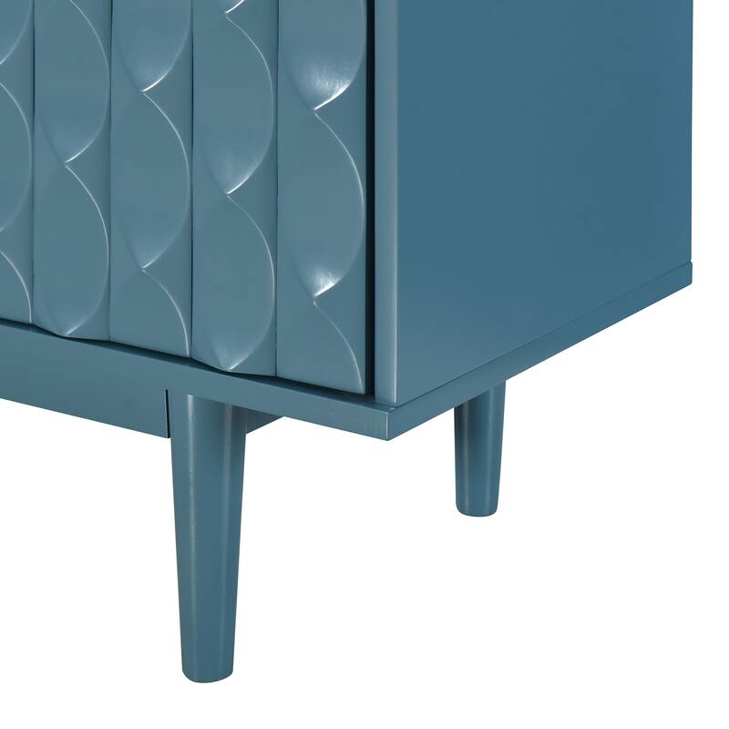 Buffet Cabinet with 4 Convex Pattern Doors, Storage Cabinet with 2 Silver Handle, Sideboard Cabinet with Adjustable Shelves