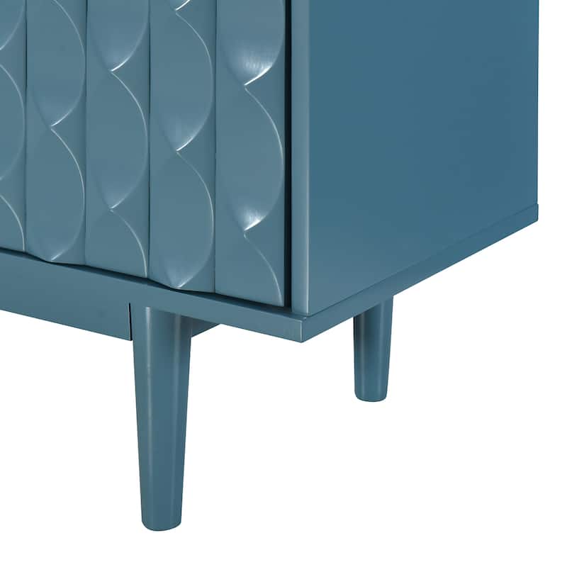 Modern 4-Door Sideboard with Convex Pattern Doors & 2 Silver Handle