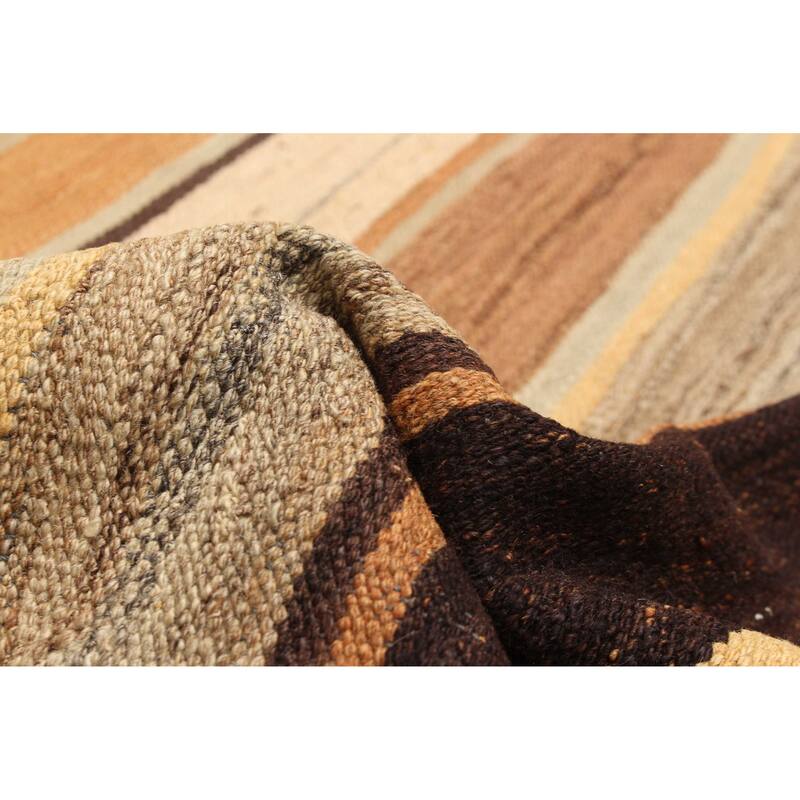 ECARPETGALLERY Flat-Weave Boho Beige Wool Kilim - 6'2 x 8'9