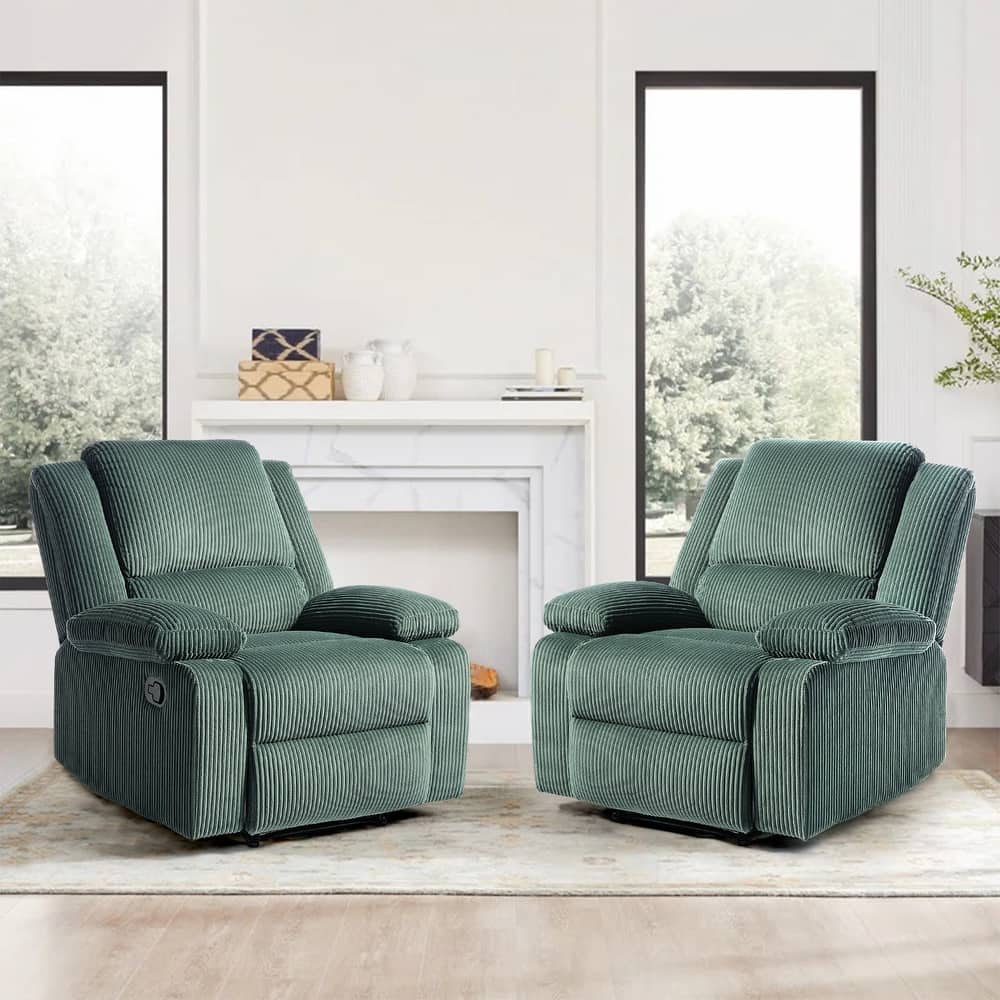 2Set Modern Lounger Upholstered Push Back Manual Recliner Chair