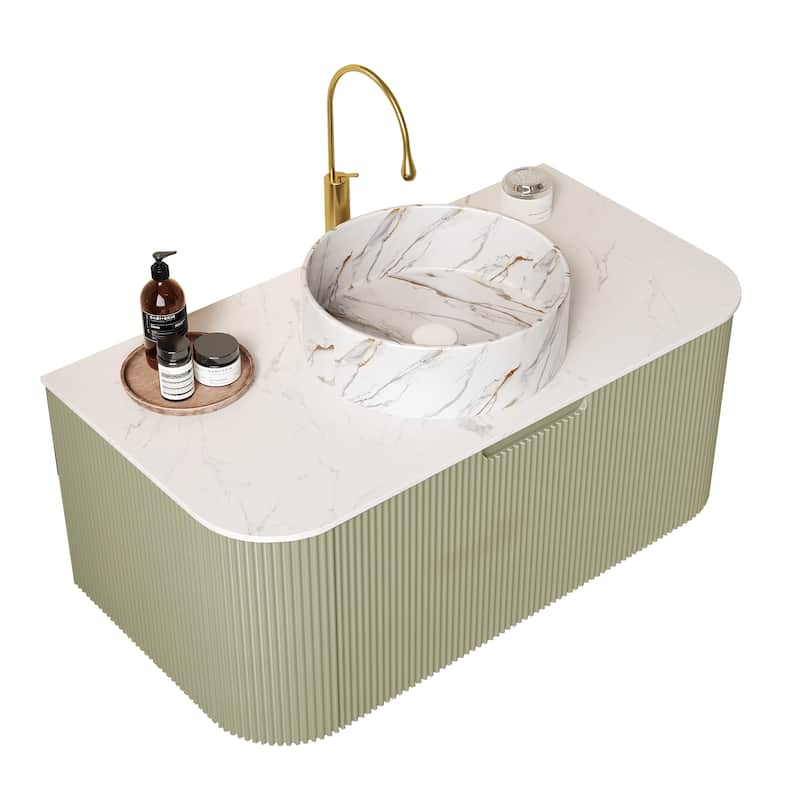 Wall-Mounted Floating Bathroom Vanity with Sink