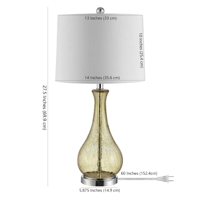 SAFAVIEH Lighting Finnley 28-inch Crackle Glass LED Table Lamp. - 14" W x 14" D x 28" H