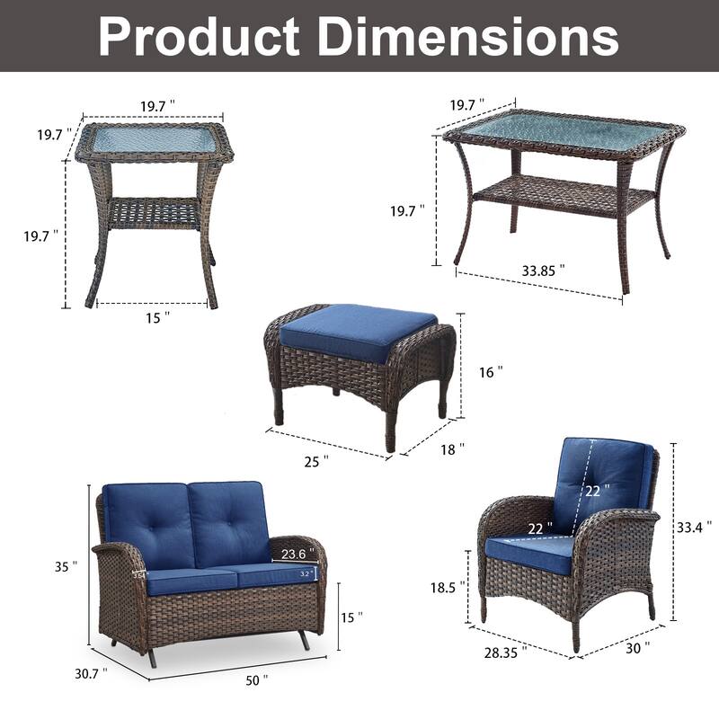 Gymojoy Outdoor Wicker Patio Furniture Loveseat Glider & Chair Set