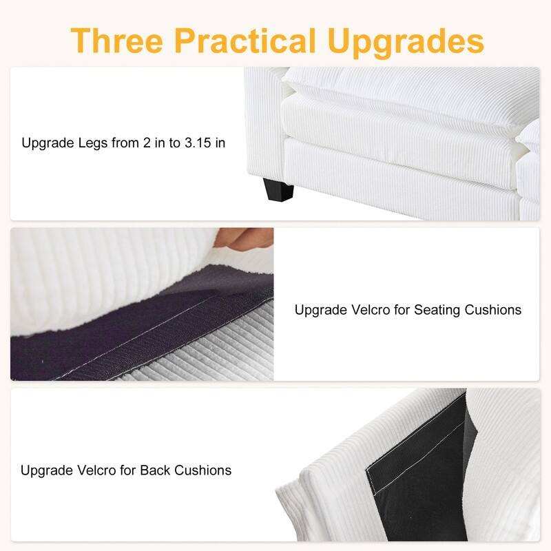 120 in. W Pillow Top Arm Double-Layer Cushion Cloud Sofa Couch